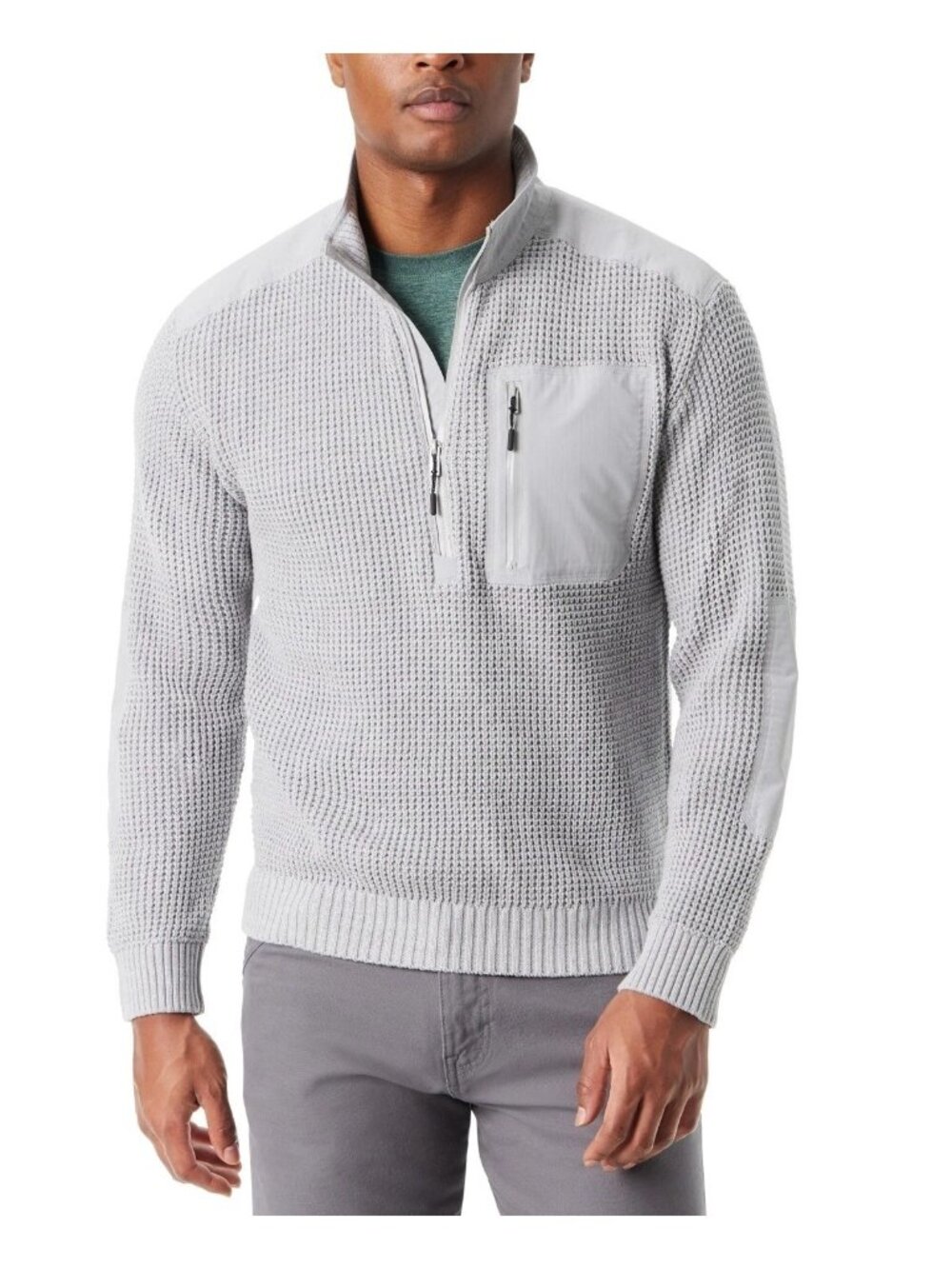 NWT Bass Outdoor Men's XL Gray Waffle Knit Pullover Sweater Q0079